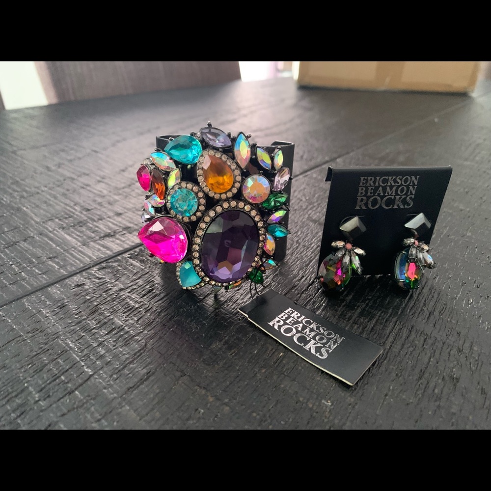 Cuff and Earrings beautiful colors!